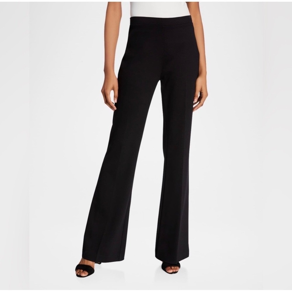 Kobi Halperin Black Bootleg Ponte‎ Knit Side Zip Flare Dress Pants Womens Size 8